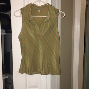 Great yellow & teal silk top